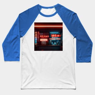 Cyberpunk Tokyo Ramen Shop Baseball T-Shirt